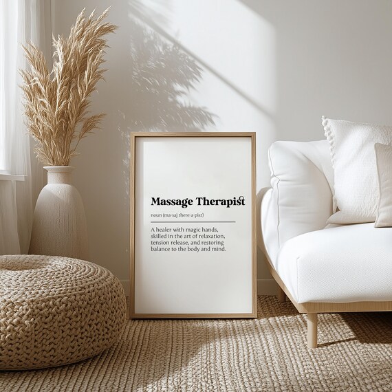 Massage Therapist Definition Print Massage Therapy Salon Decor Salon Print Salon Accessories Wall Art Massage Therapist Gift Ideas