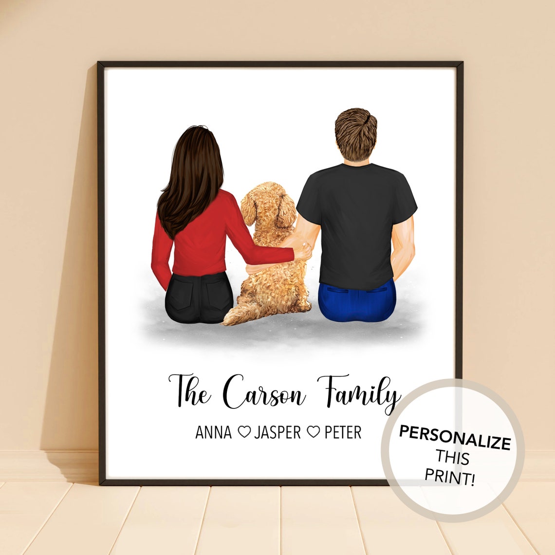 Personalized Couple and German Shepherd Dog Family Custom Poster - Image 2