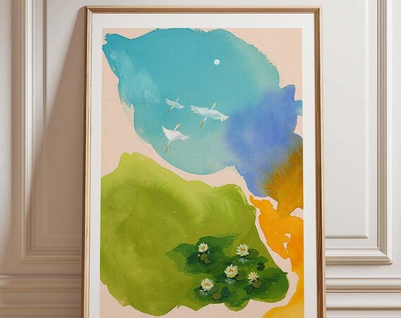 Pond Abstract Landscape Art Print, Spiritual