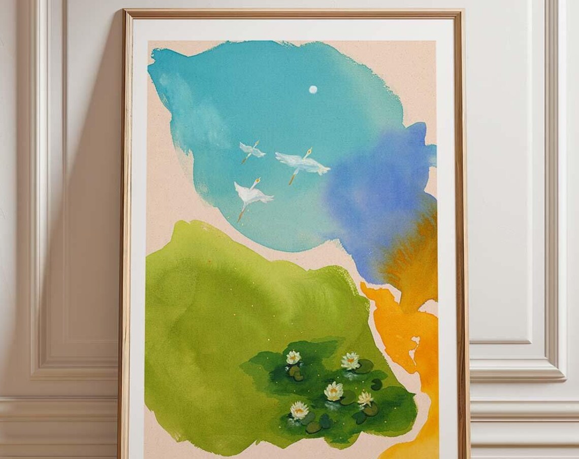 Pond Abstract Landscape Art Print, Spiritual