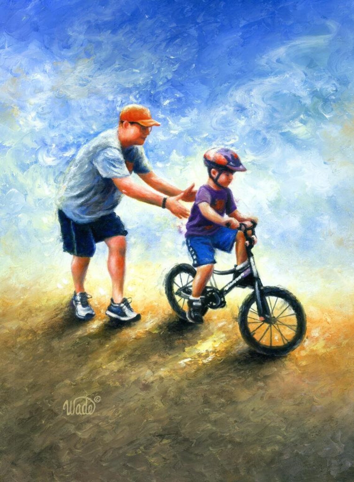 Father Son Bike Ride Art Print, Vickie Wade