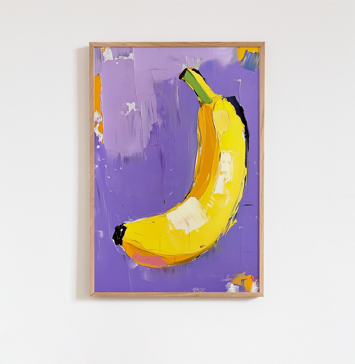 Yellow Banana on Purple Acrylic Dopamine Kitchen Food Wall Poster