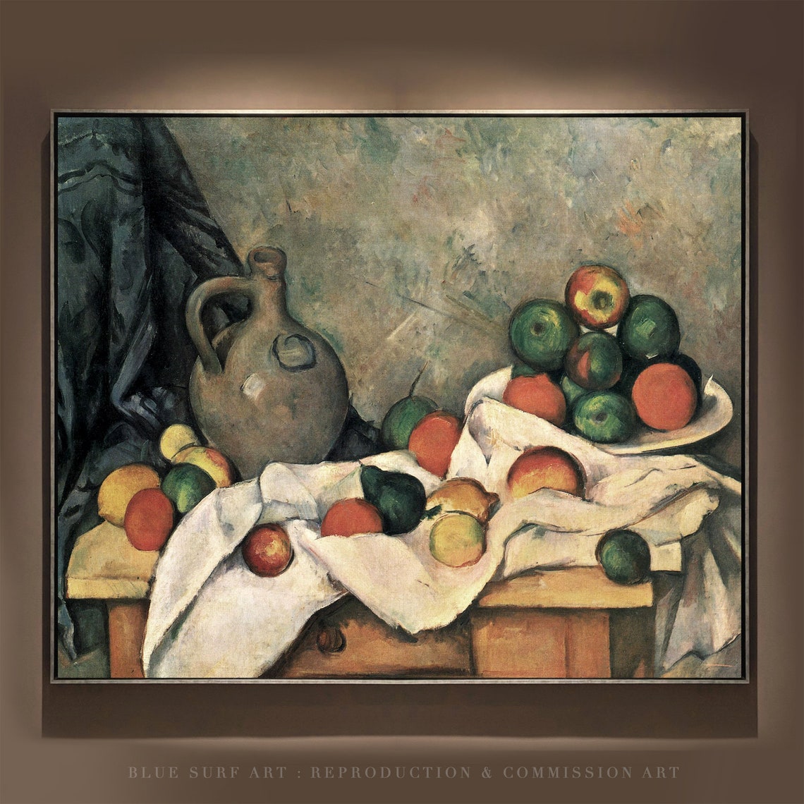 Paul Cezanne Still Life with Curtain Jug and Fruit Bowl Poster