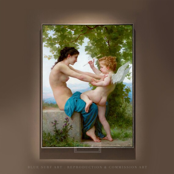 William Bouguereau Young Girl Defending Herself Against Eros Poster