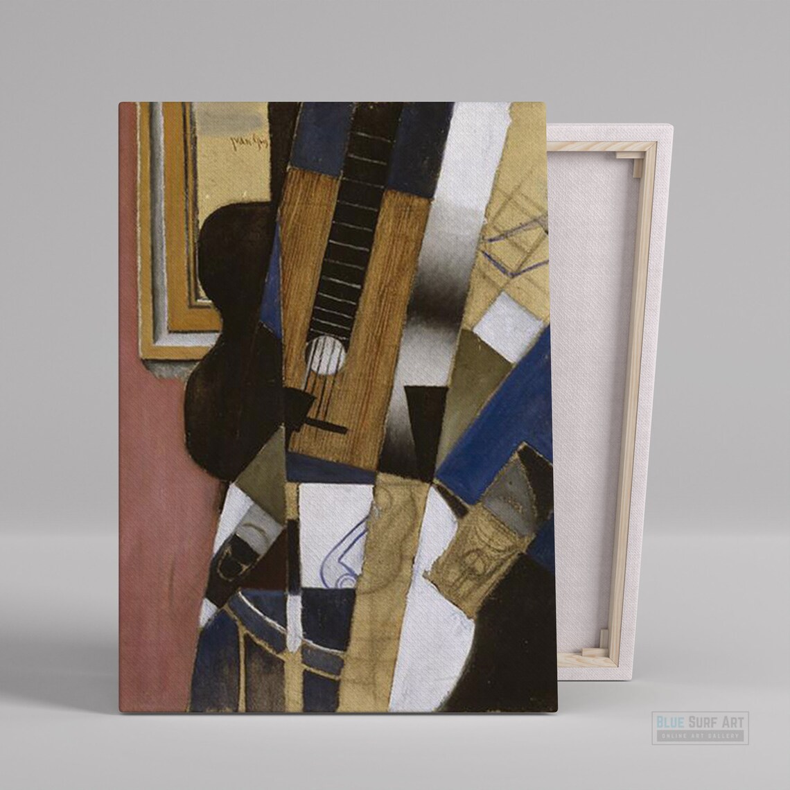 Juan Gris Cubist Guitar Still Life Muted Blue Brown Music Poster