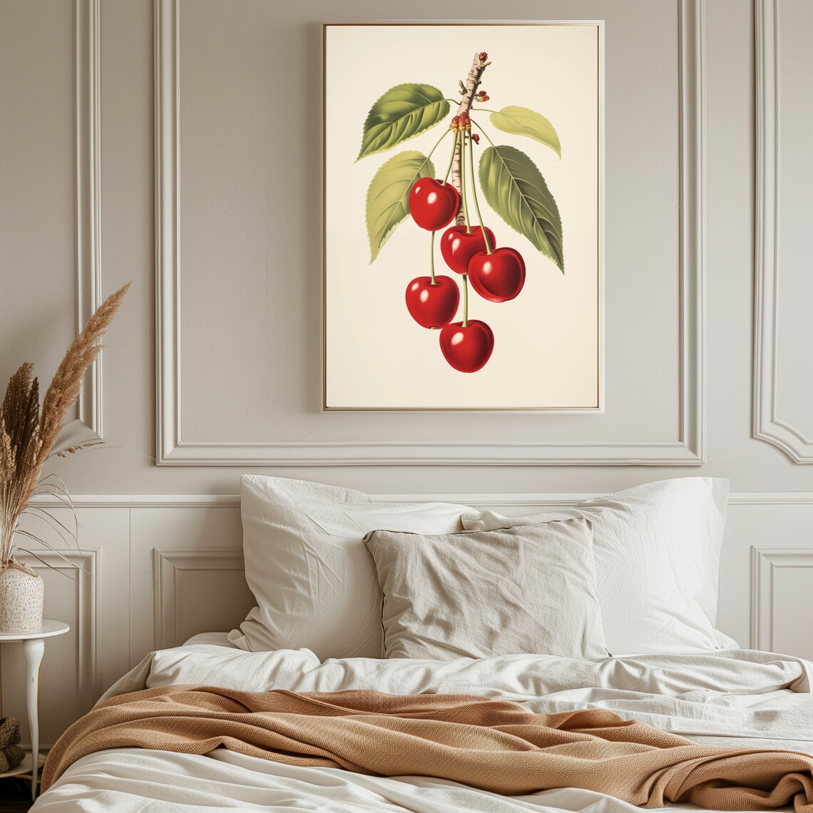 Vintage Cherries Lithograph Print Retro Cherry Painting Cherry Fruit Artwork Wild Cherries Print Cottagecore Kitchen Wall Art - Image 4
