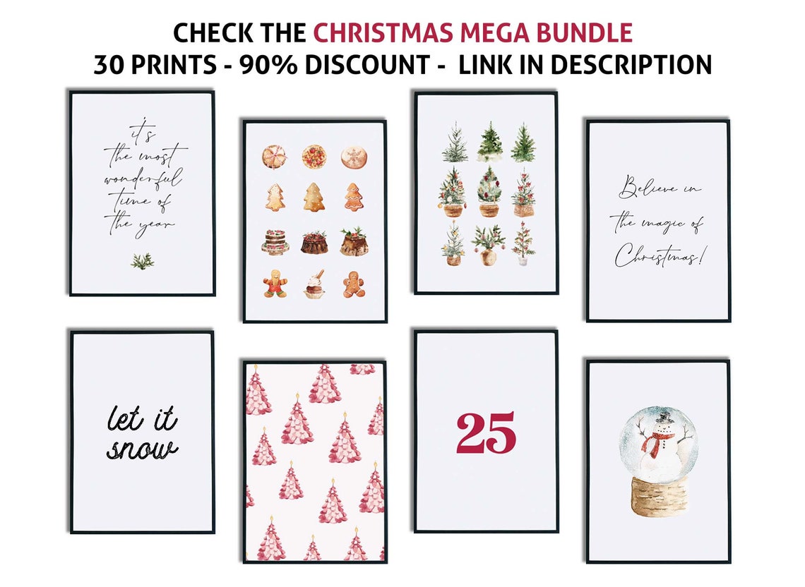 Merry Everything and Happy Always Watercolor Christmas Tree Poster - Image 4