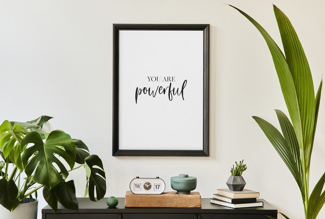 Feminist Wall Art You Are Powerful Teen Girl Room Decor Inspirational Quotes Girly Wall Art Bedroom Decor Self Care Quotes