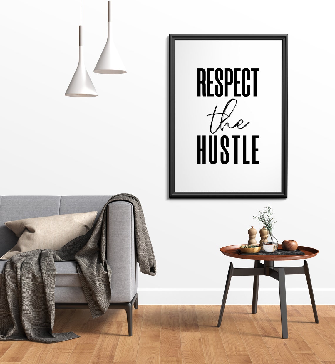 Respect The Hustle Bold Type Script Mixed Typography Office Poster - Image 5
