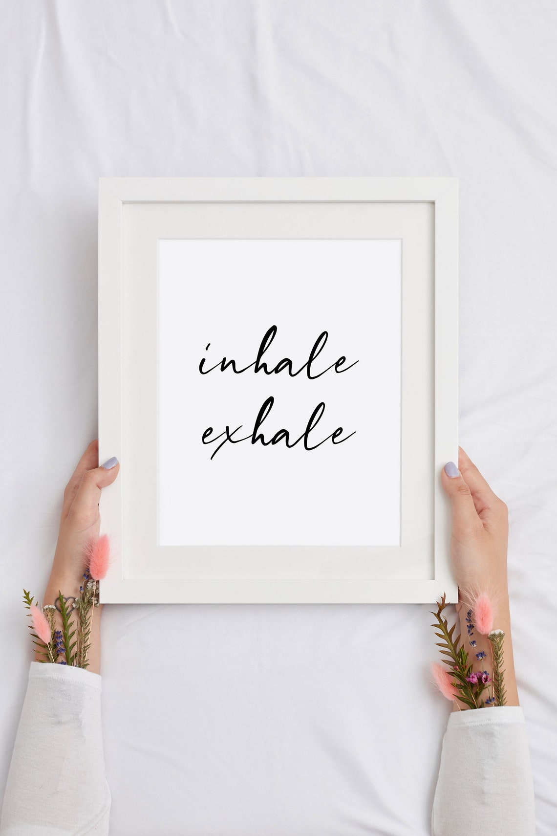 Inhale Exhale Script Typography Calm Yoga Wellness Wall Decor Poster - Image 3