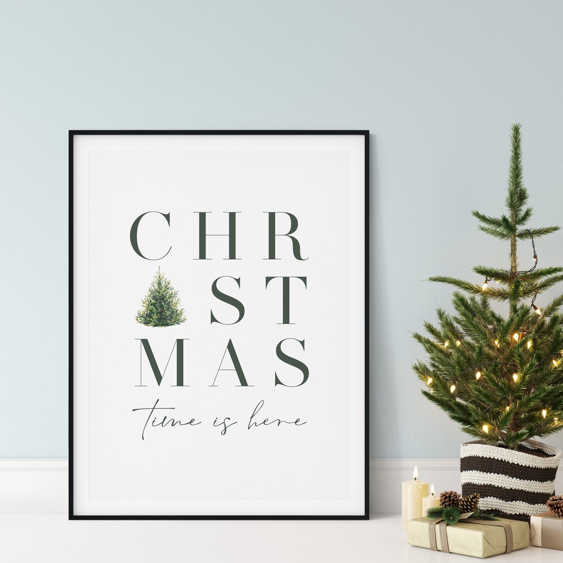 Christmas Time Is Here Minimalist Pine Tree Typography Poster - Image 5