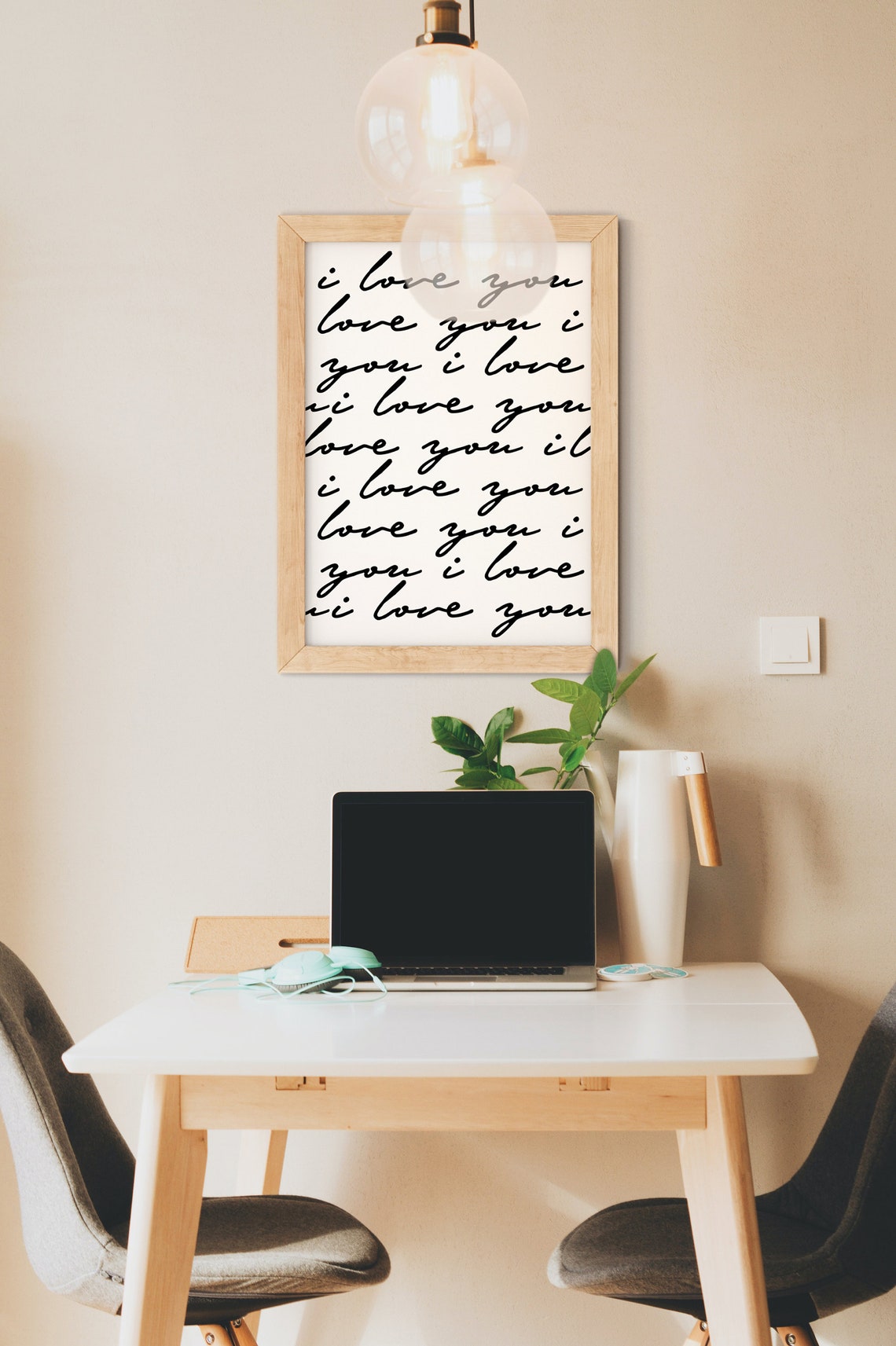 I Love You Repeated Script Typography Romantic Love Wall Poster - Image 5