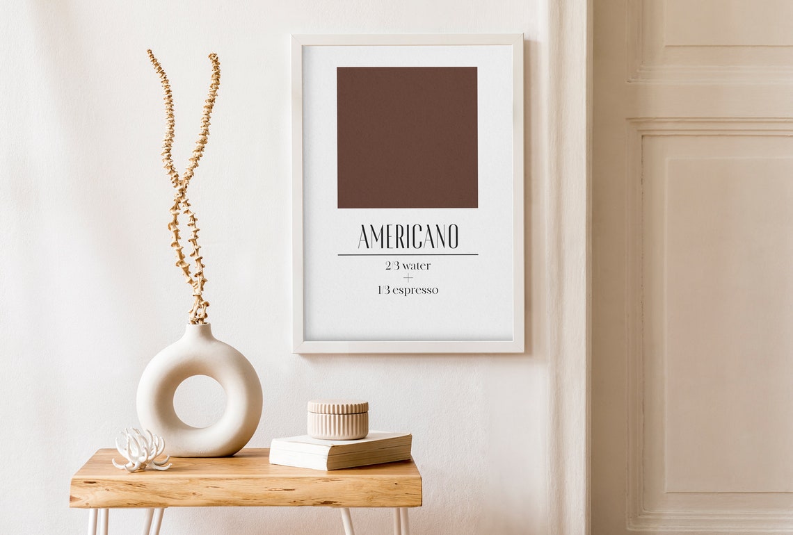Americano Coffee Recipe Espresso Water Minimalist Bar Poster - Image 2