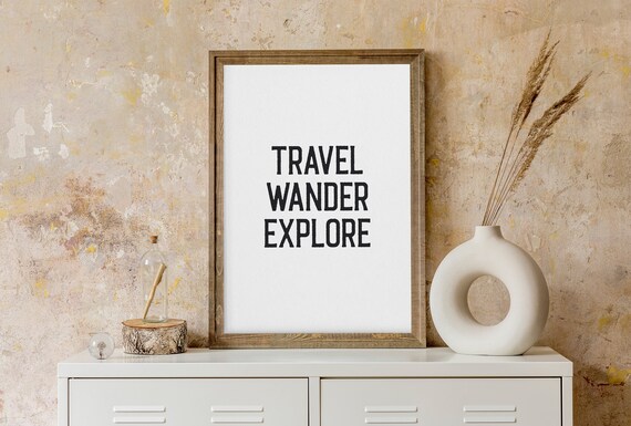 Travel Wander Explore Black Typography Adventure Quote Poster