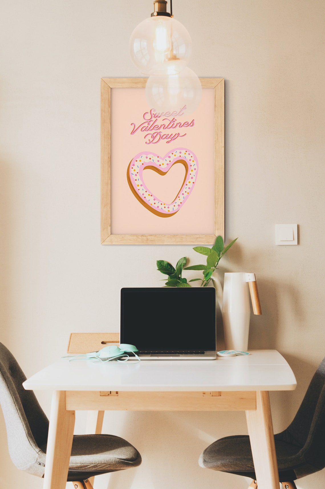 Sweet Valentines Day Heart Donut Pink Icing Sprinkles Cute Poster - Image 3