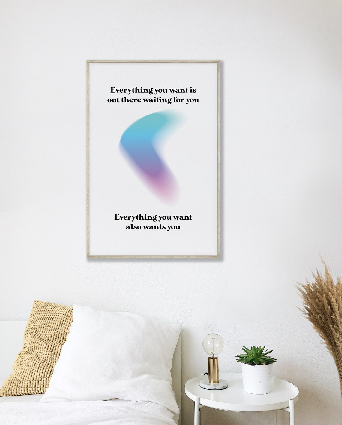 Everything You Want Is Waiting Manifest Quote Gradient Art Poster - Image 5