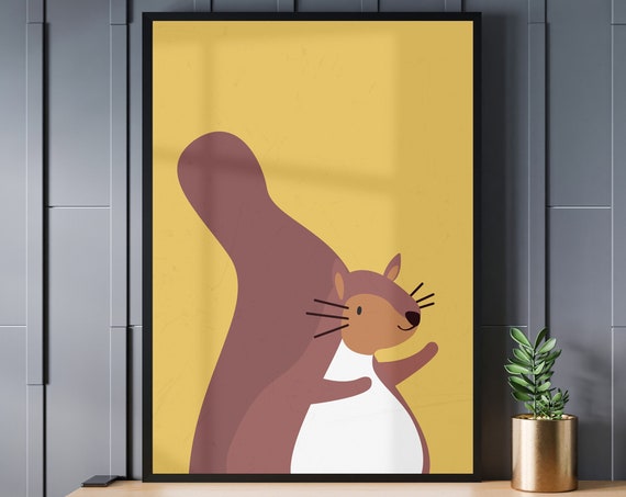 Baby Animal Prints Safari Scandi Nursery Minimalist Art Woodland Animal Nursery Prints Play Room Wall Art Squirrel