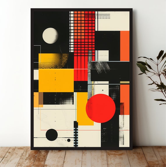 Modern Abstract Geometric Wall Art Bold Shapes Colors For Stylish Contemporary Decor Customizable Sizes Available