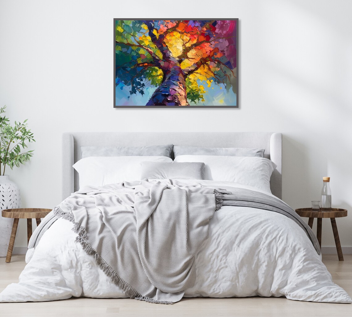 Vibrant Rainbow Tree Wall Art Abstract Nature Poster Colorful Home Decor Unique Gift For Nature Lovers - Image 2