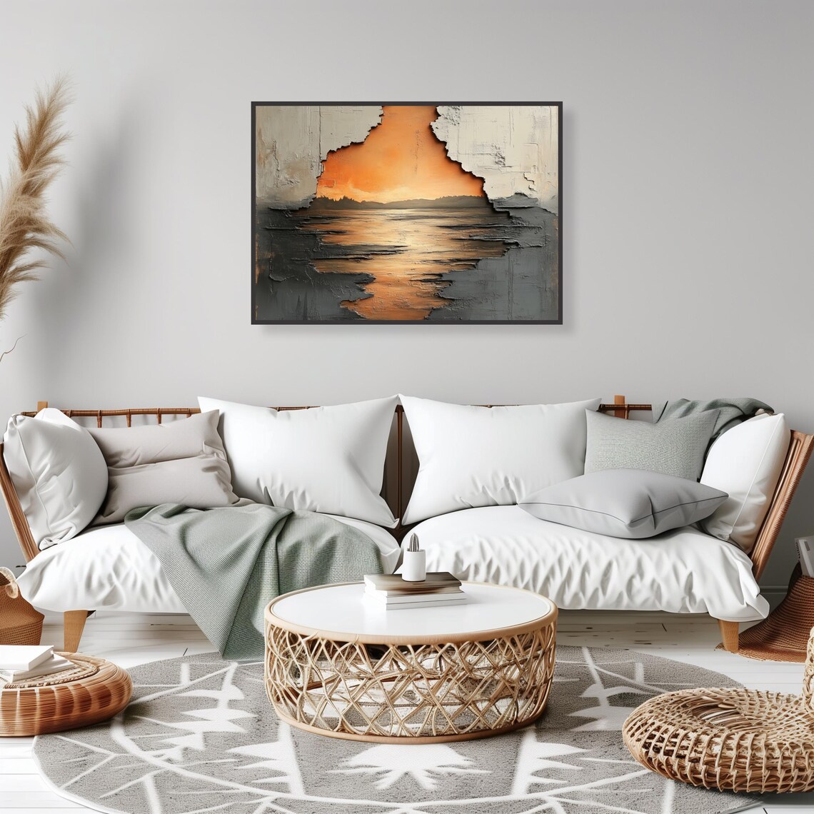 Textured Abstract Landscape, Modern Rustic Decor - Image 2