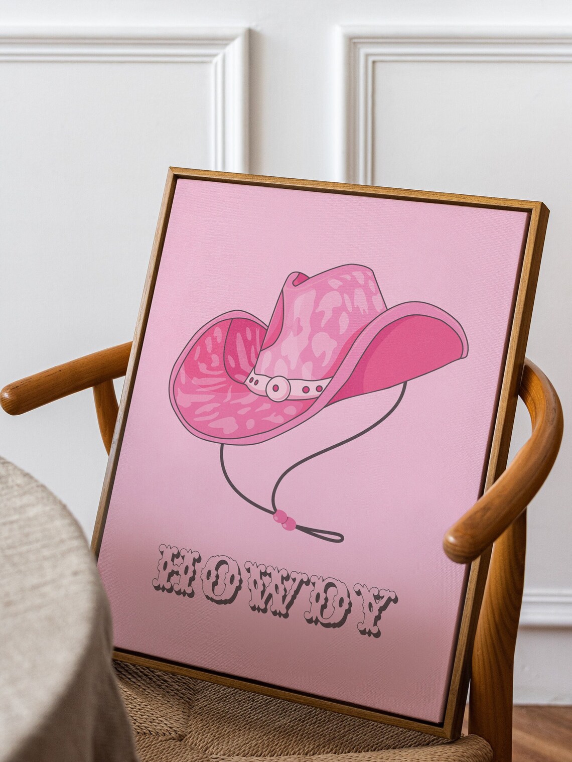 Pink Wall Art Poster Preppy Western Wall Art Print Funky Wall Art Pink Print Howdy Western Art Hat Cowgirl Art Print Dorm Room - Image 3