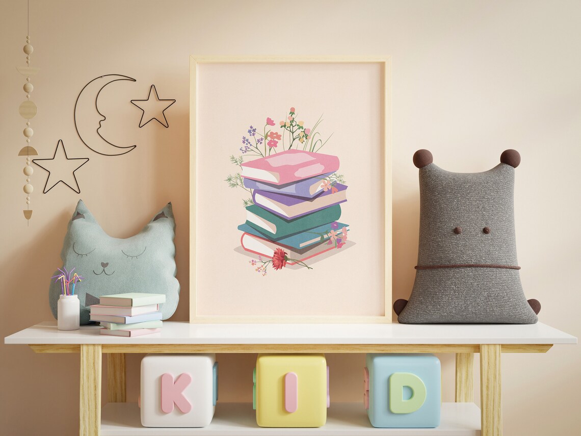 Bookshelf Decor Reading Poster, Kids Room Art Print - Image 2