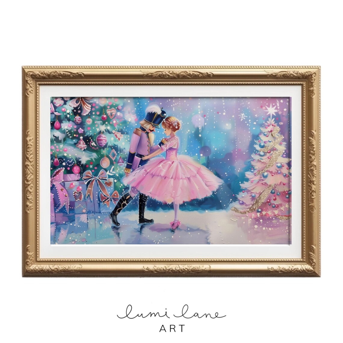 Nutcracker Ballet Pastel Christmas Ballerina Holiday Art Poster