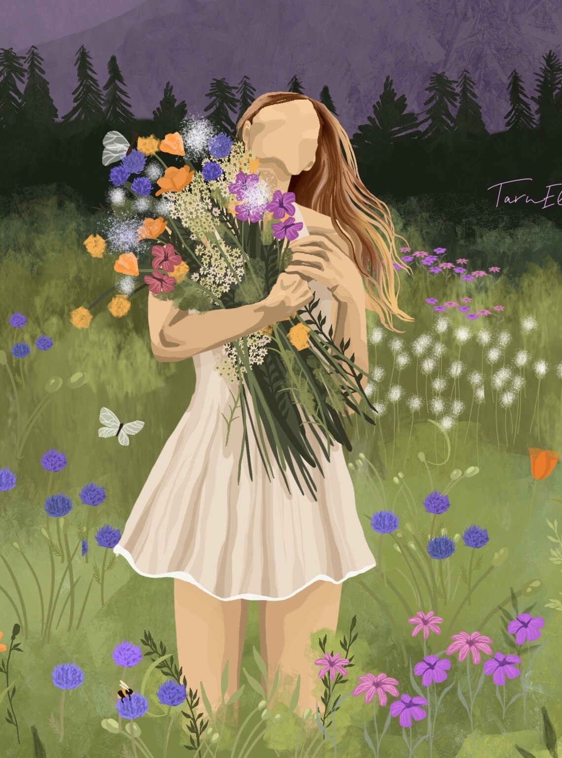 Rewilding Floral Woman Nature Lover Art Print - Image 3