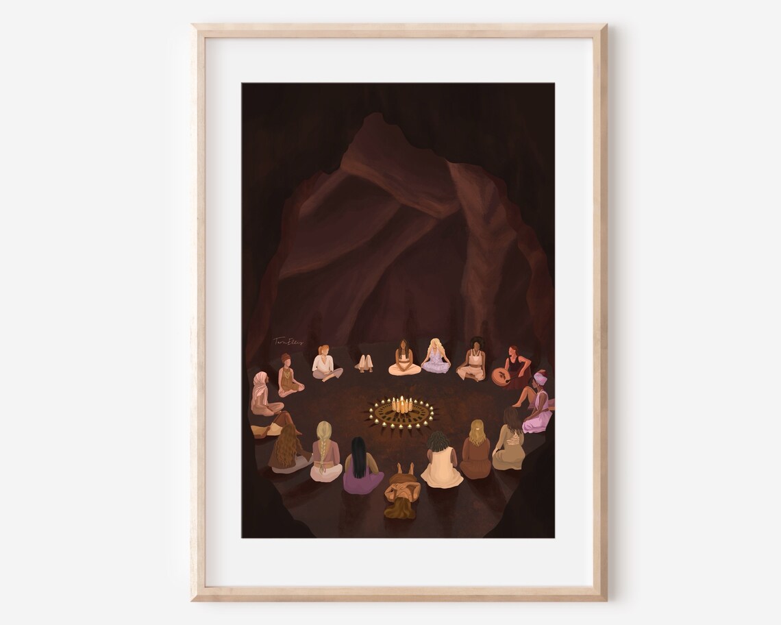 Cave Circle Meditation Women Group Art Print