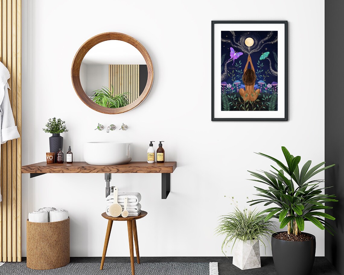 Emergence Moon Girl and Luna Moth Art Print - Image 2