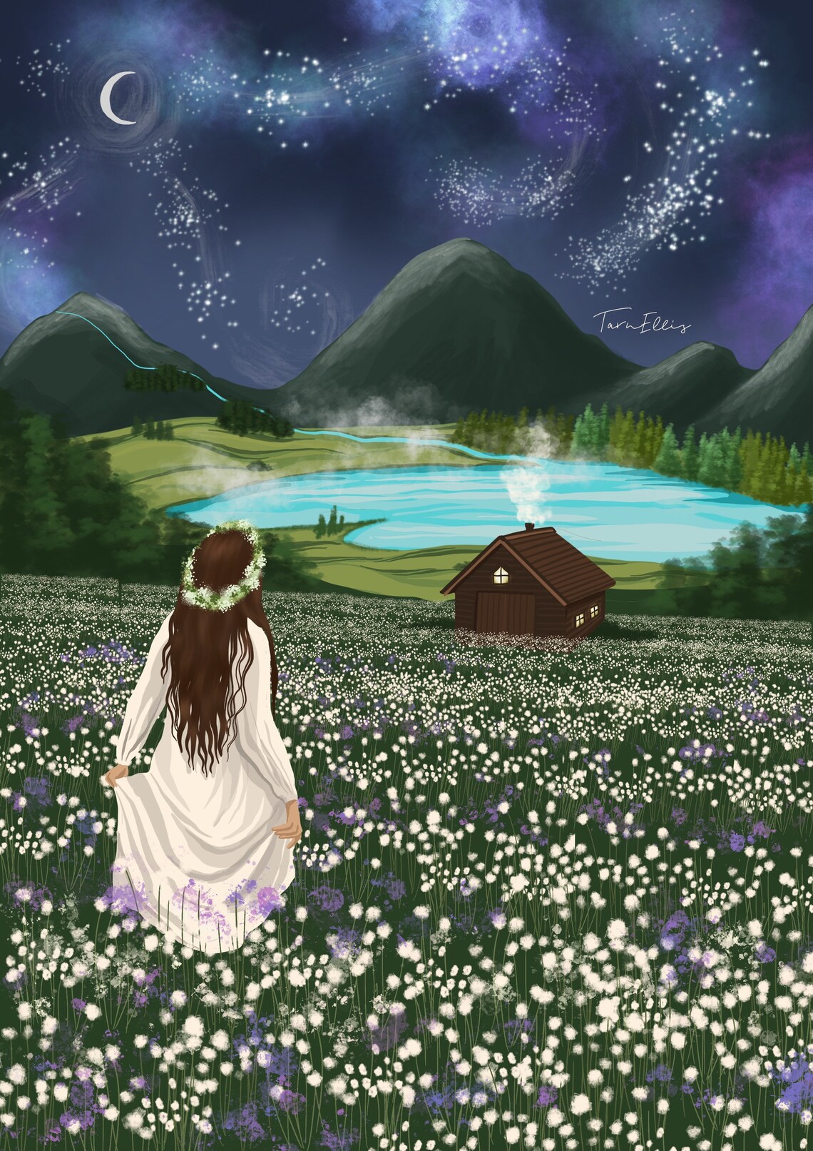 Enchanted Lake Boho Landscape Art Print - Image 3