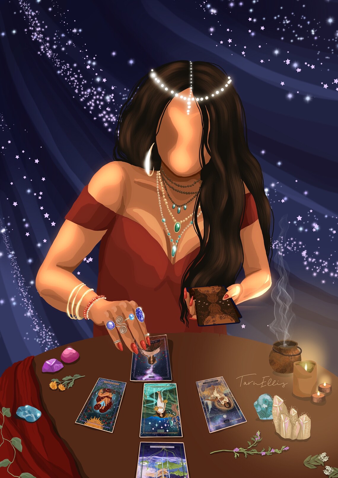 The Tarot Reader Art Print, Witchy Ethereal Decor - Image 3