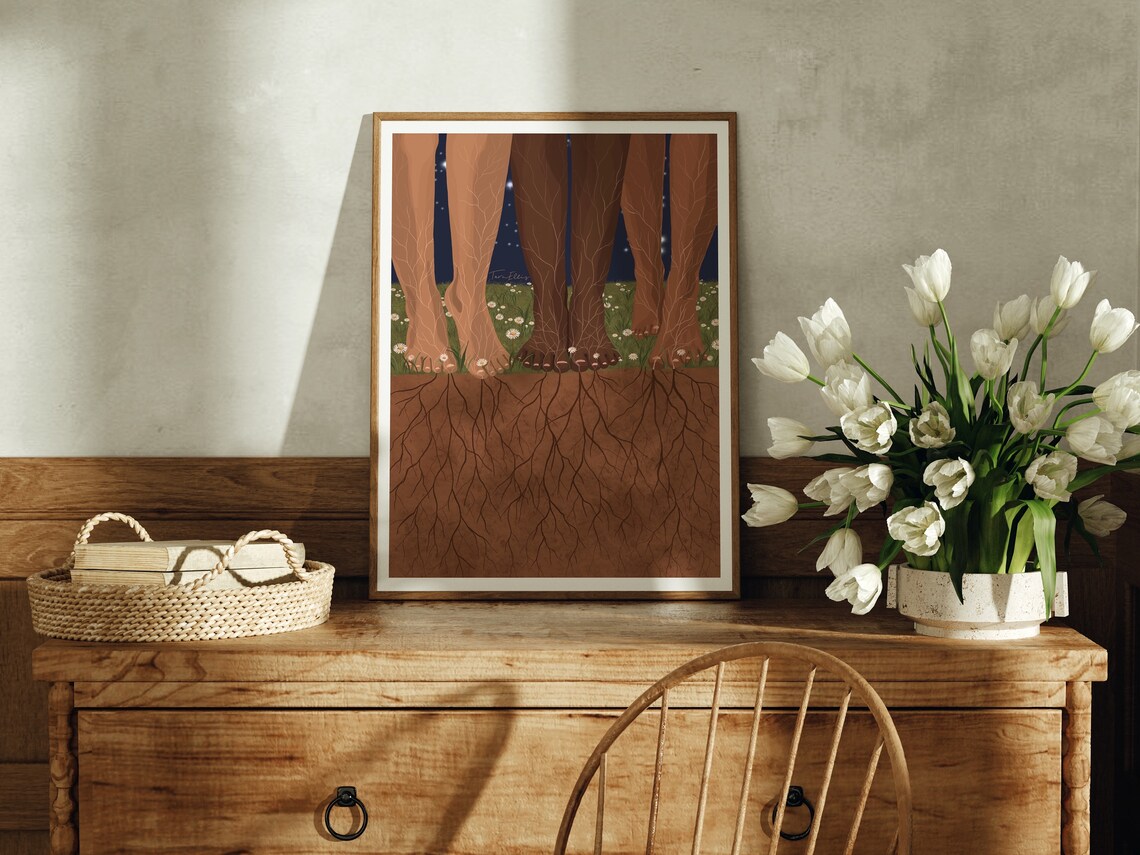 Earthing Fine Art Poster Print, Boho Nature Illustration - Image 3