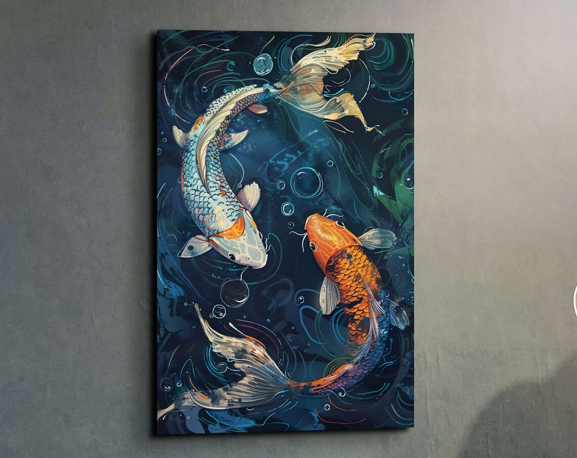 Koi Fish Art Print, Japanese Nature Animal