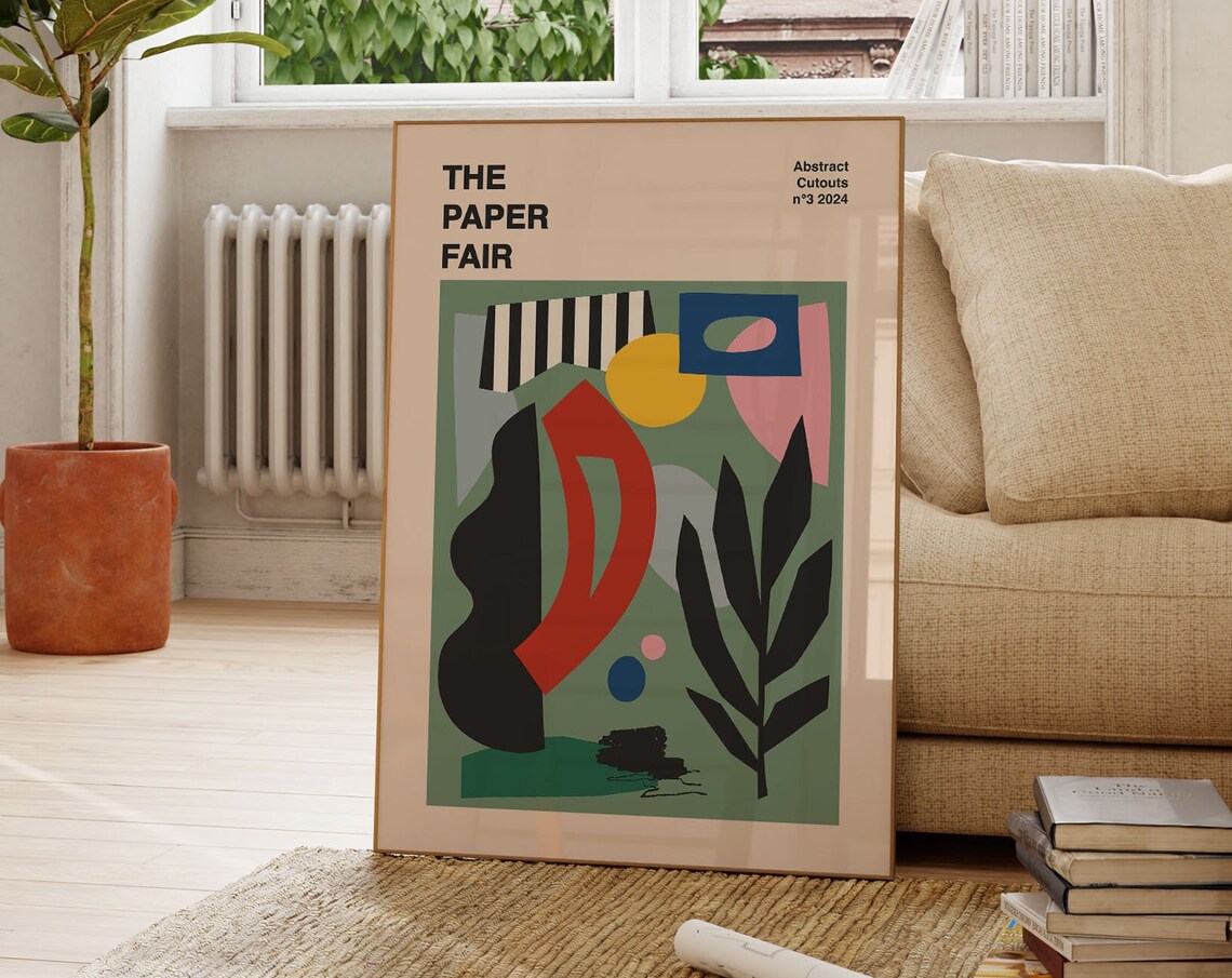 The Paper Fair Abstract Cutouts No 3 Sage Green Modern Art Poster