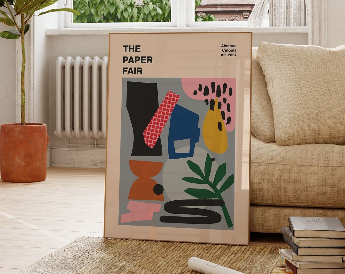 The Paper Fair Abstract Cutouts No 1 Grey Collage Art Poster