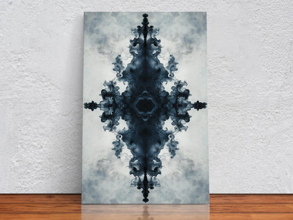Blue Smoky Design - Abstract Art Print - Image 2
