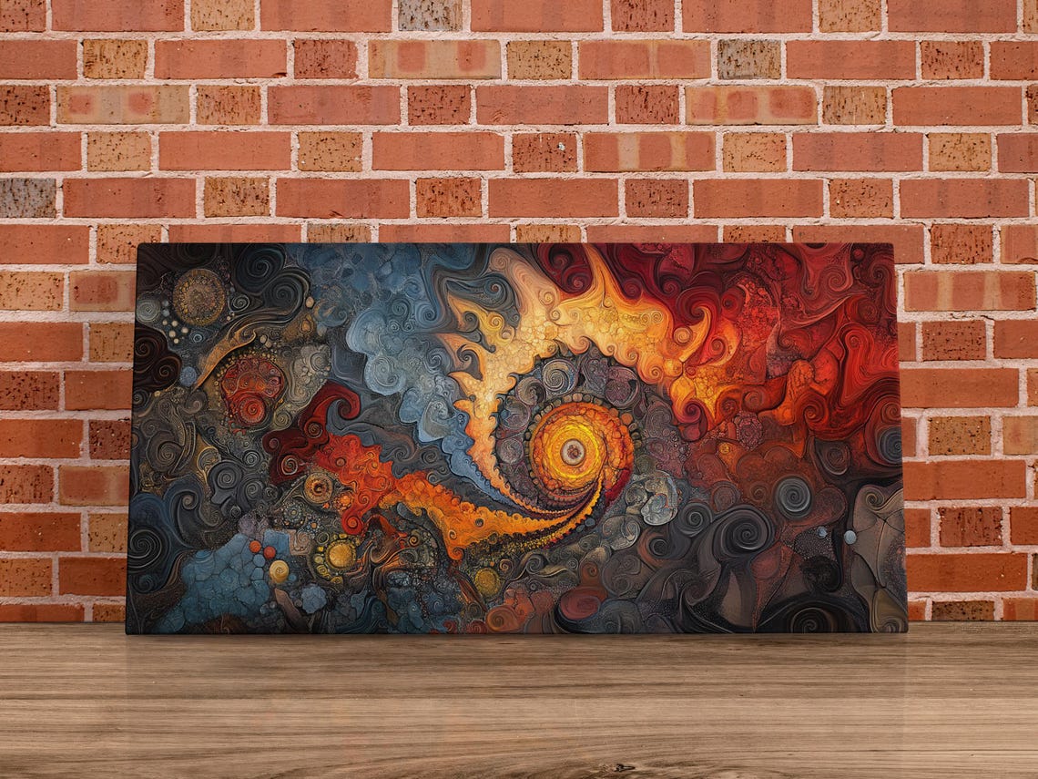 Fiery Spiral Fractal Abstract Art Print - Image 4