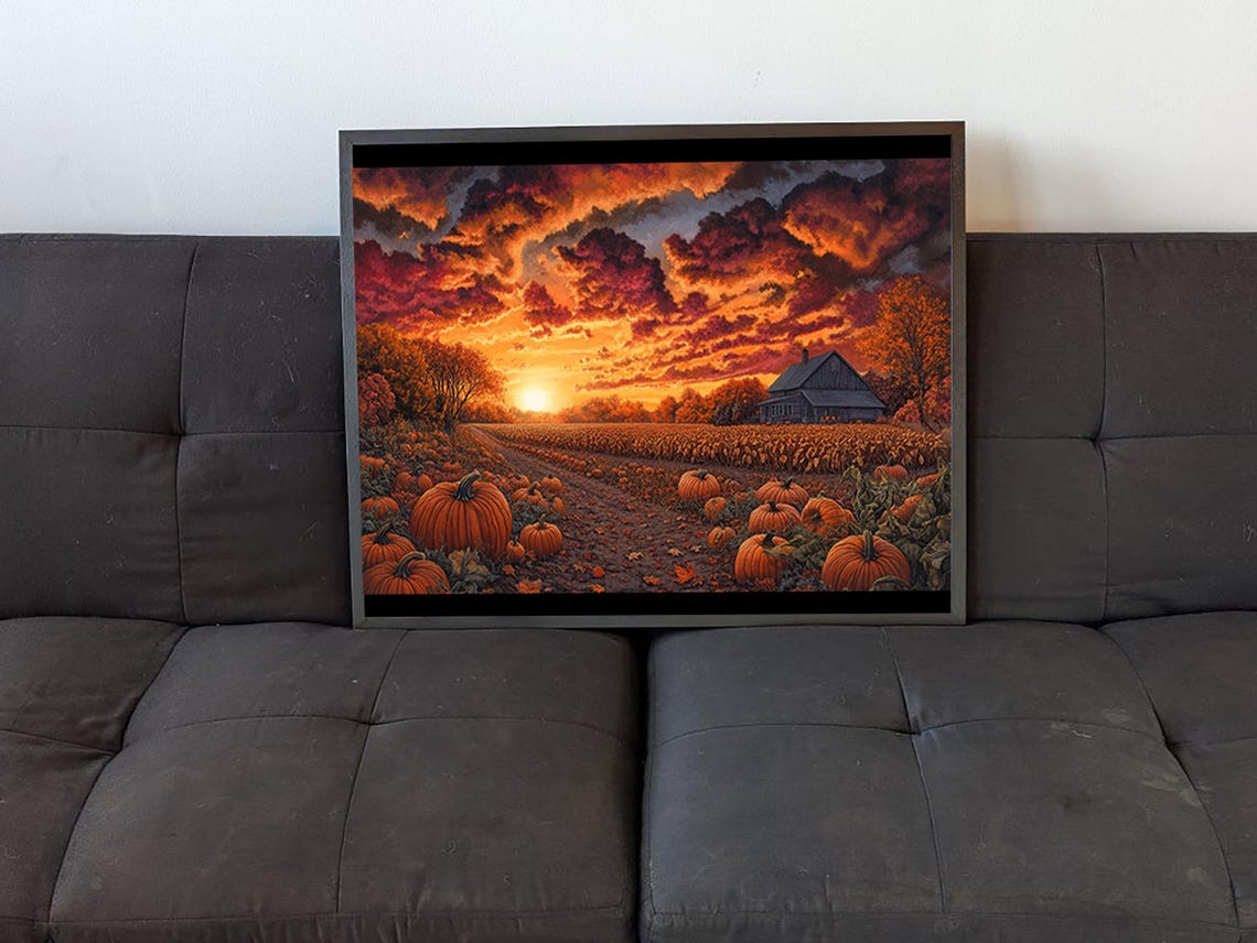 Pumpkin Patch, Rustic Autumn Art Print - Image 4
