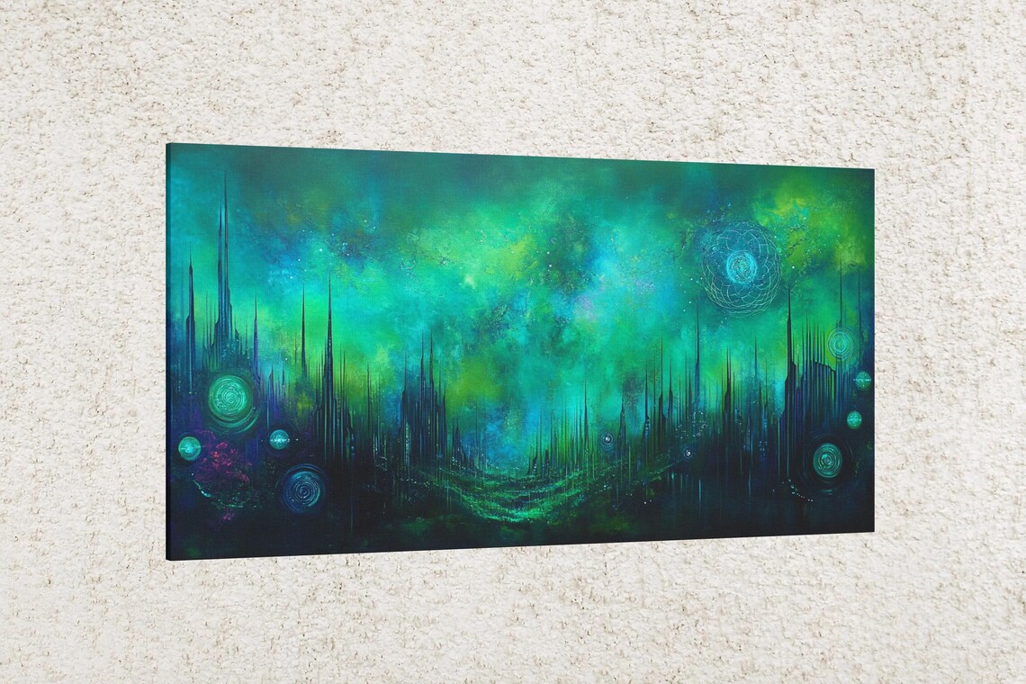 Mystical Emerald Glow Abstract Art Print - Image 2