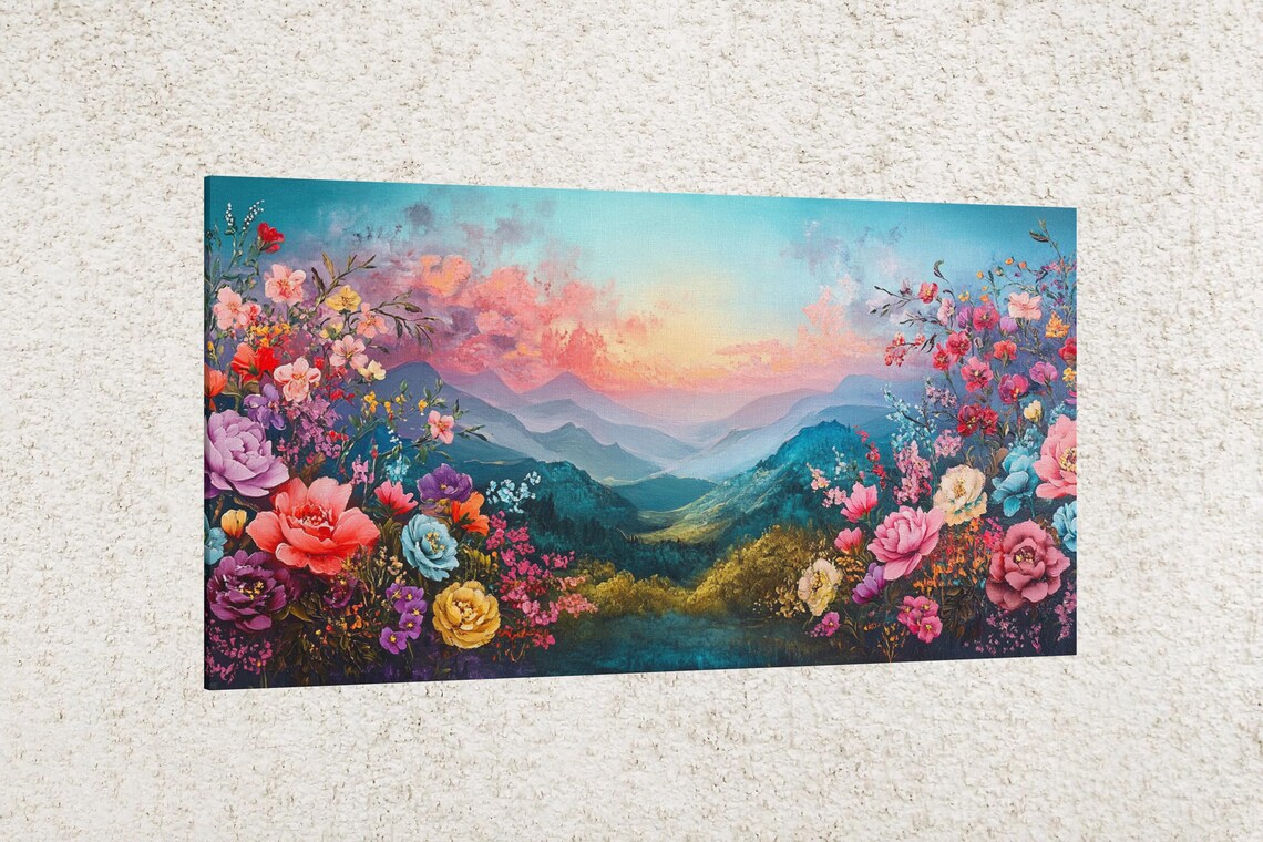 Romantic Floral Sunset Art Print, Spring Decor - Image 2