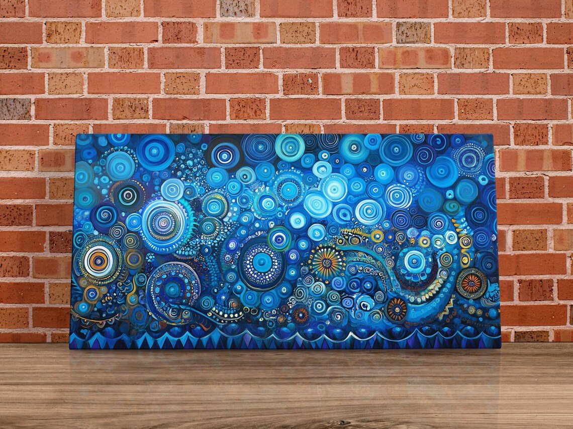 Oceanic Blue Swirls, Abstract Coastal Art Print