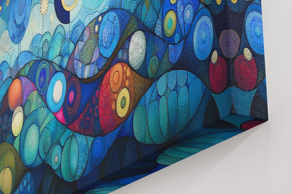 Blue Lunar Circles, Geometric Art Print - Image 4