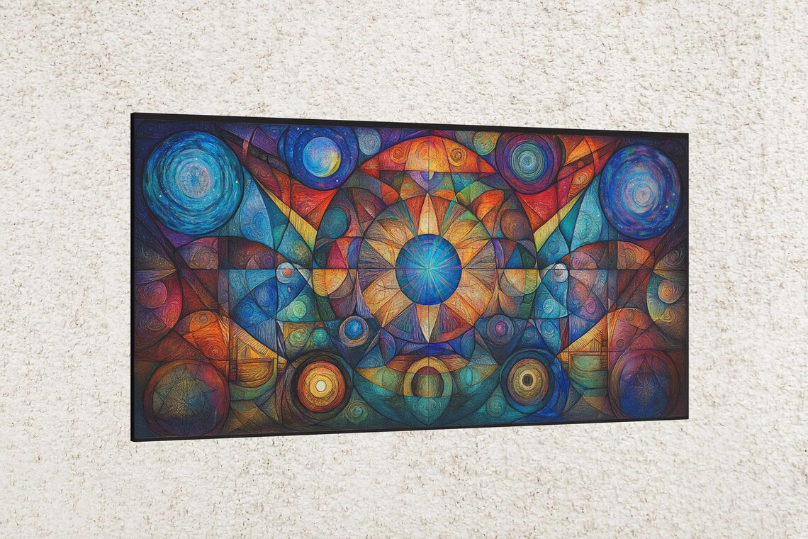 Stained Glass Cosmic Abstract Wall Art Print