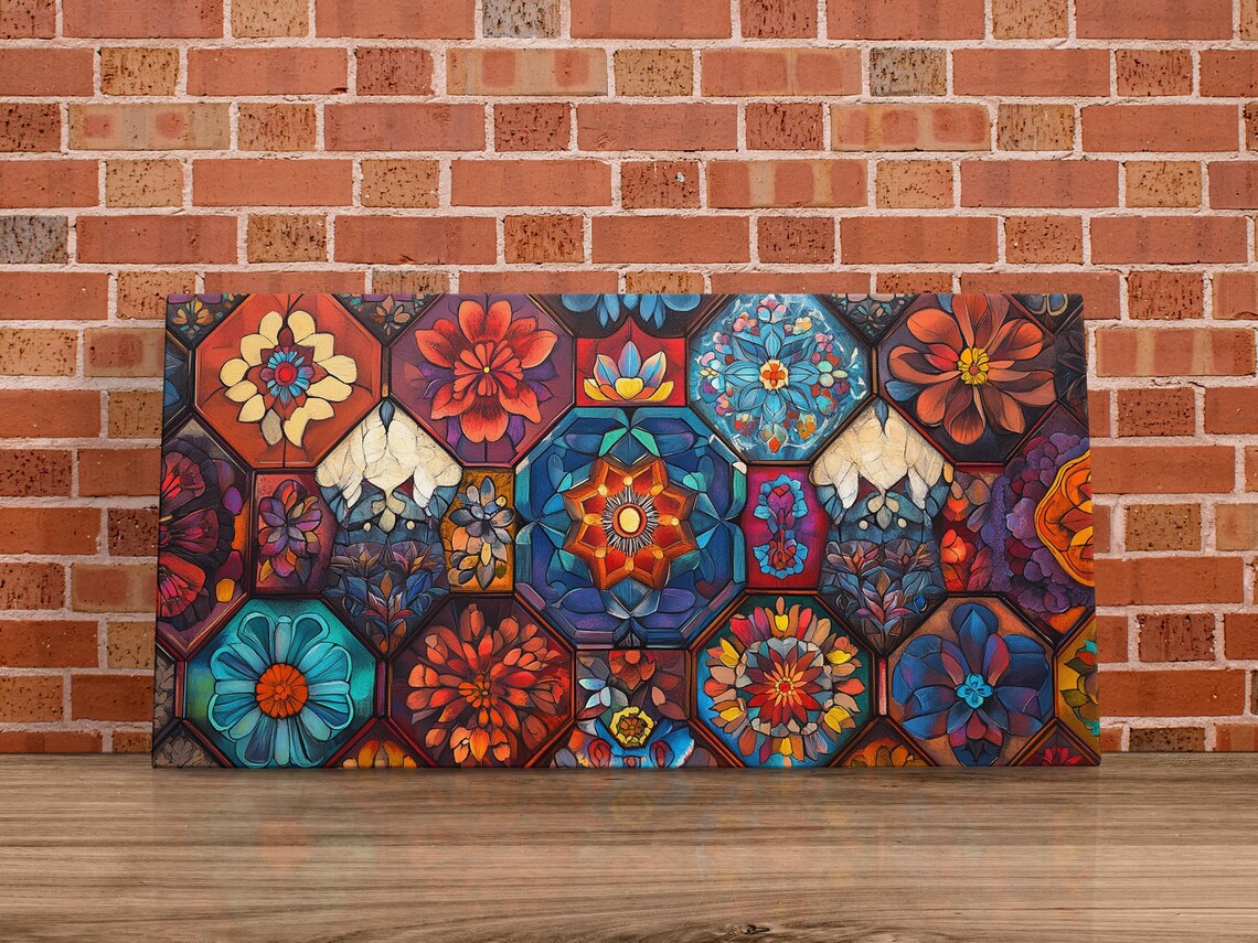Floral Mosaic Pattern, Botanical Art Print