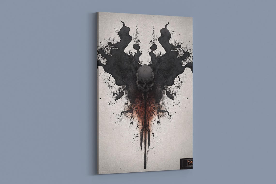 Dramatic Ink Skull Symmetry Art Print