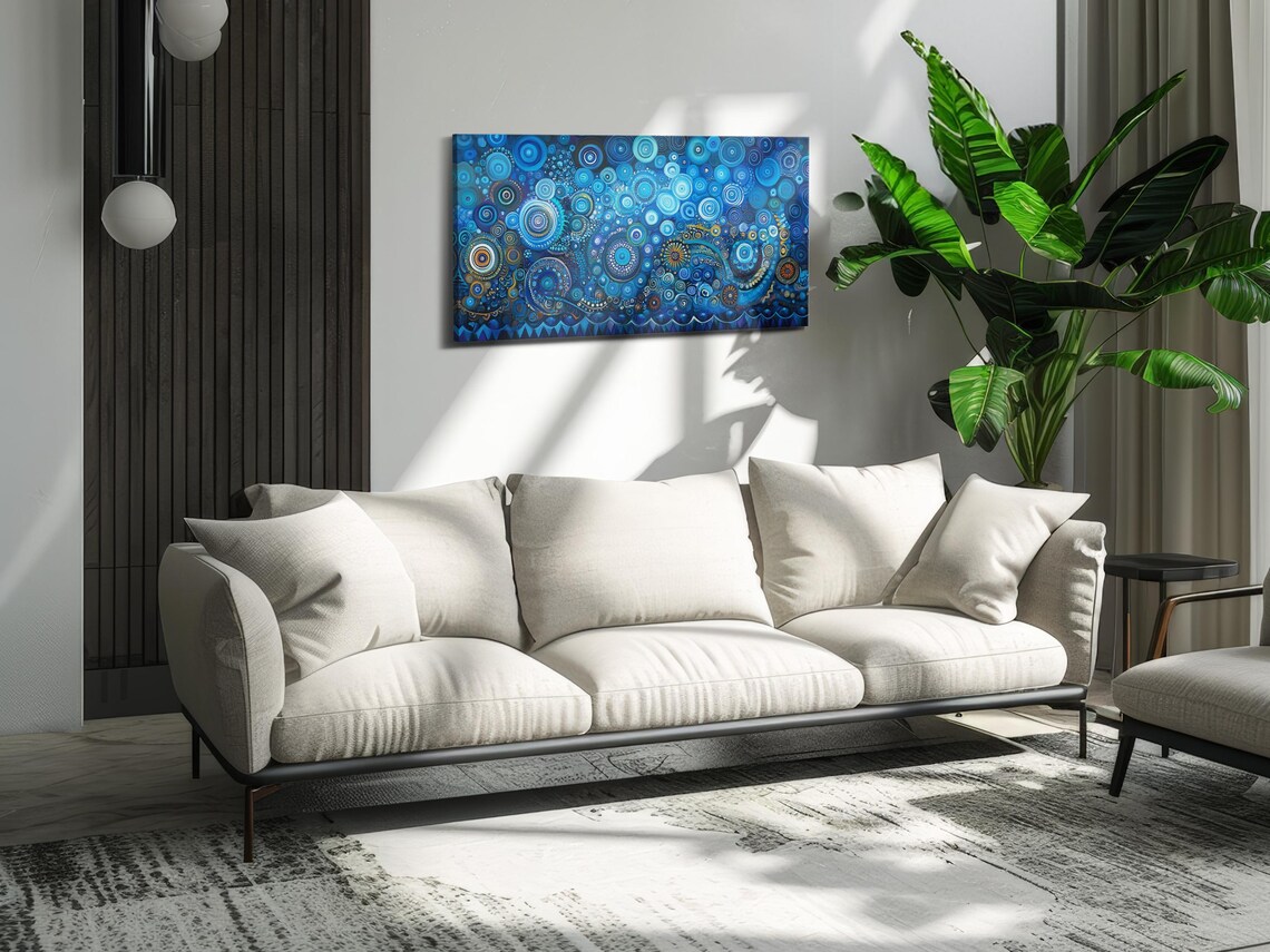 Oceanic Blue Swirls, Abstract Coastal Art Print - Image 3