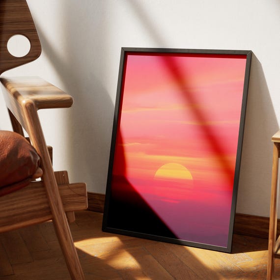 Sunset Sky Print Modern Nature Photography Pink Orange Wall Art