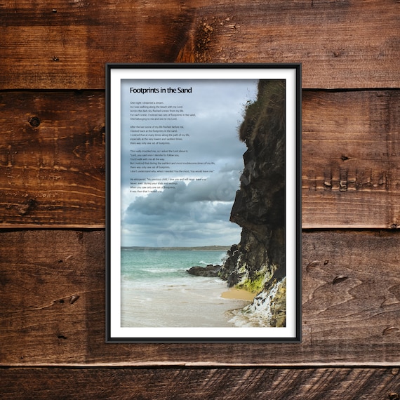 Footprints in the Sand Poem Beach Faith Inspirational Poster