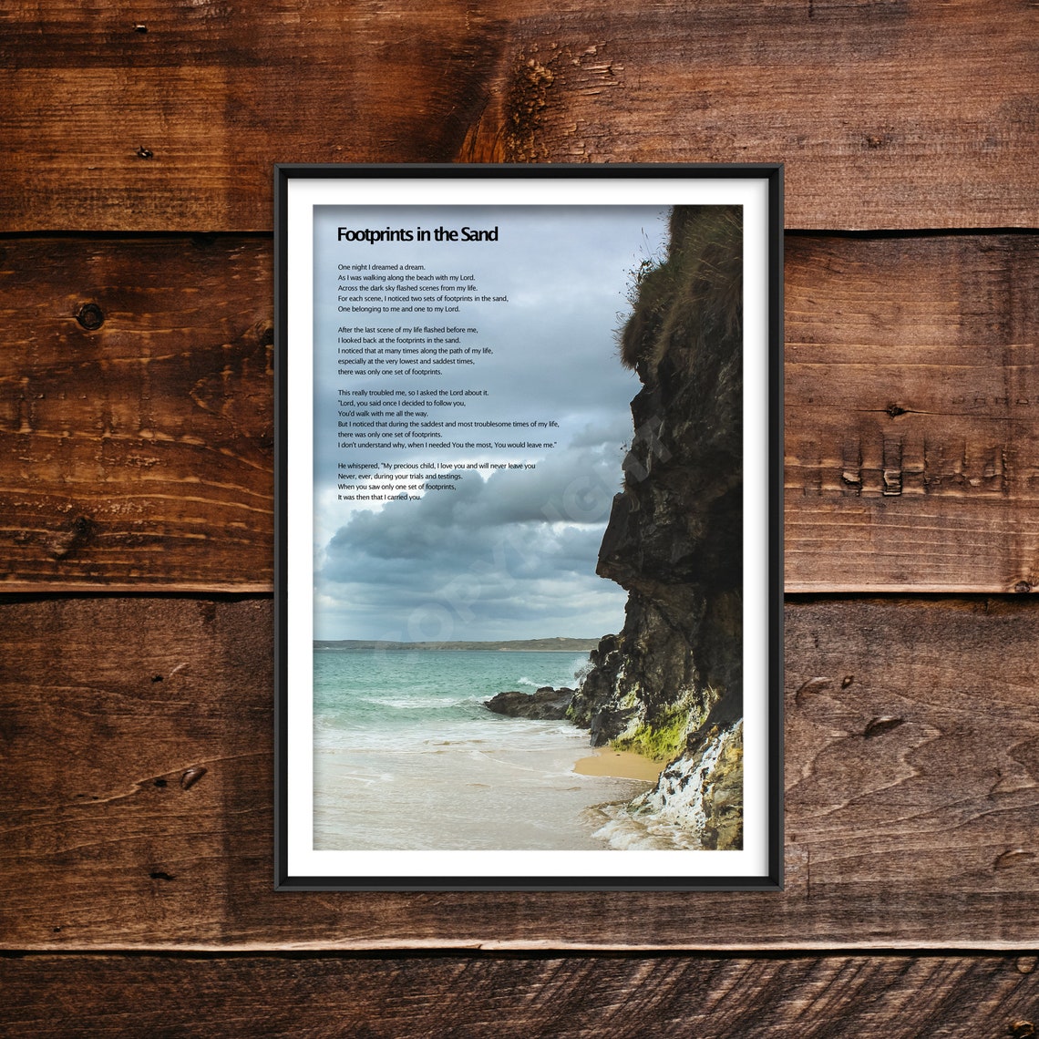 Footprints in the Sand Poem Beach Faith Inspirational Poster